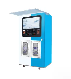 Açık kendini hizmet kendi kendine hizmet buz yapım makinesi ve saf arıtılmış su otomatı içme suyu için otomatik torbalama ile