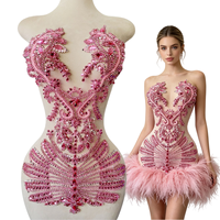 Applique de corsage en strass scintillant, richement brodé à la main, style Haute Couture, décolleté en V profond, pour robe de mariée et de soirée