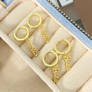 Pendientes de Aro de Cobre Chapado en Oro con Circonita y Letra HELLO, Joyería de Moda para Mujer - Product Image 6