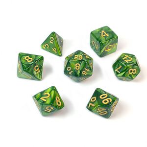 Ensemble de dés D12 D10 D8 D6 D4 vert 7 pièces pour D20 RPG Jeux de société de donjons - Product Image 2