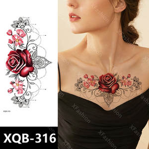 Stiker Tato Desain Seni Tubuh Berbeda, Tahan Lama, Anti Air, Stiker Tato Bunga Warna-warni untuk Wanita - Product Image 4