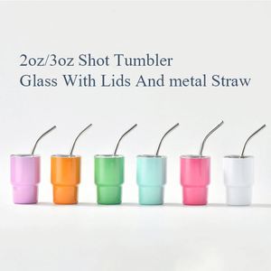 Gobelet isotherme en acier inoxydable à double paroi de 3 oz pour sublimation, avec couvercles et pailles, vente en gros - Product Image 3