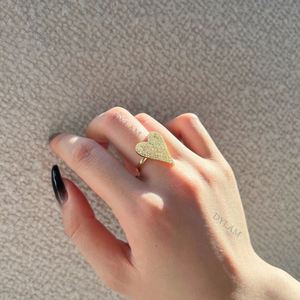 Dylam Unique Gift Show Love Cubic Zirconia <b>Adjustable</b> Open <b>Ring</b> 18k Gold Plated Resizable 925 Peach Heart <b>Silver</b> <b>Rings</b> Girl - Product Image 5