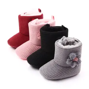 Botines antideslizantes de punto hechos a mano con logotipo personalizado, botas de lana tejidas para bebé, moda infantil