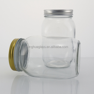 Trong kho 1000ml 32oz vuông Vòng <span class=keywords><strong>Mason</strong></span> lọ thủy tinh rộng đóng hộp thực phẩm lưu trữ <span class=keywords><strong>Jar</strong></span> mật ong mứt Dưa Chua container với nắp nhôm - Product Image 2