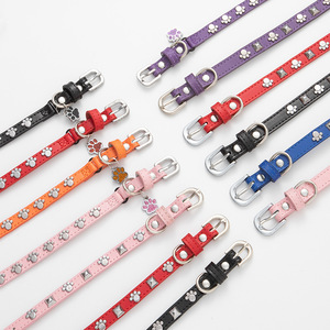 <span class=keywords><strong>Collar</strong></span> para Mascotas de Cuero Genuino Estilo Dibujos Animados para Perros y Gatos, Diseño de Logotipo Personalizado - Product Image 1
