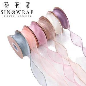 Nastro <span class=keywords><strong>in</strong></span> Organza a Coda di Pesce SINOWRAP 40mm*9Y, Nastro <span class=keywords><strong>in</strong></span> <span class=keywords><strong>Tulle</strong></span> con Bordo Smerlato per Confezioni Floreali e Decorazioni Regalo - Product Image 1