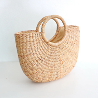 Sac de plage d'été en bambou tissé à la main, style artisanal folklorique, pour femme, sac à bandoulière, souvenir, artisanat Phuong Duy