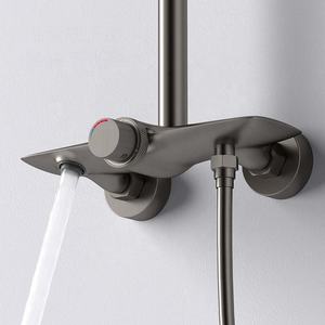 Ensemble de douche en laiton haute pression <span class=keywords><strong>avec</strong></span> douchette à main finition chromée et jet pluie pour usage domestique et hôtelier - Product Image 3