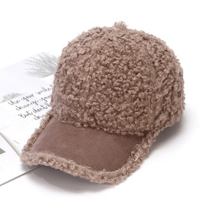 Berretto da Baseball con cuciture in lana di agnello nuova moda invernale da donna contratto cappello invernale freddo all'aperto - Product Image 4