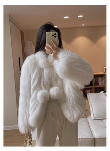 Vêtements d'extérieur tissé bande cousue <span class=keywords><strong>manteau</strong></span> <span class=keywords><strong>boule</strong></span> décorée jeunes femmes épais manteaux de fourrure d'hiver - Product Image 6