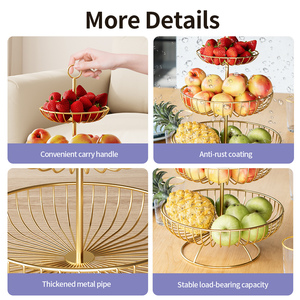 Panier à fruits en fil métallique à 3 niveaux personnalisable, panier de rangement pour fruits et légumes pour comptoir de cuisine, organisateur détachable pour pain et en-cas - Product Image 4