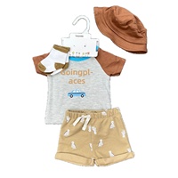 Ensemble de 4 pièces pour bébé garçon, été, t-shirt en coton, short, chapeau, chaussettes, vêtements pour nourrissons, 3-18 mois