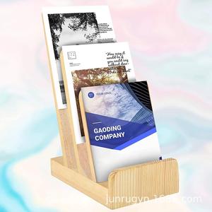 Estante de madera para revistas, organizador de almacenamiento de escritorio de 3 niveles para libros, postales, folletos, soporte de exhibición - Product Image 1