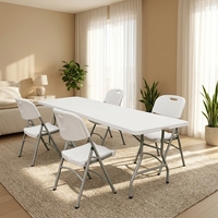 Table robuste de 183 cm, cadre renforcé, empilable. Idéal pour les entreprises de location, les distributeurs automatiques, les banquets et les événements variés.