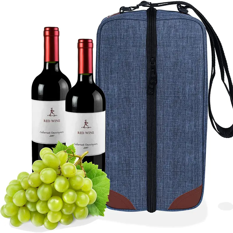 Custom wholesale wine glass bottle gift carry bag reusable insulated aluminium foil christmas wine cooler bag for wine bottles