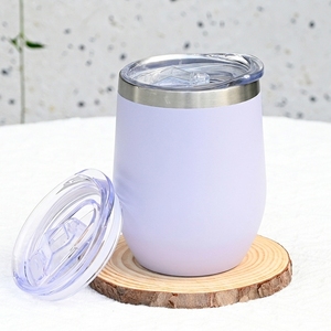 Gobelet à vin isotherme sous vide en forme d'œuf de 12 oz avec couvercle, prix d'usine de gros, idéal pour les fêtes et les voyages - Product Image 1
