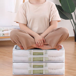 Organisateur de rangement pour vêtements transparent, lavable, pliable, 68L, style européen, anti-poussière, anti-humidité, panier de rangement, boîte de rangement - Product Image 5