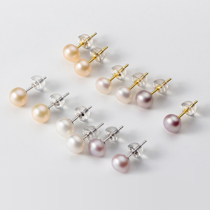 Pin Ear orecchini <span class=keywords><strong>di</strong></span> perle da sposa Stud all'ingrosso 925 Sterling Silver <span class=keywords><strong>acqua</strong></span> dolce d'<span class=keywords><strong>acqua</strong></span> dolce naturale per le donne Gi 3mm-8mm Bling bianco - Product Image 3