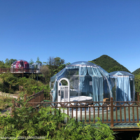 Dôme géodésique transparent pour hôtel de glamping, tente bulle ignifuge et imperméable en panneaux PC, pour toutes les saisons, montage rapide