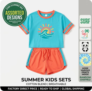 Lots en gros de vêtements d'été en coton pour enfants : T-shirts, gilets et shorts pour le camping et les activités de plein air – Déstockage en vrac - Product Image 3