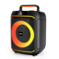 Speaker Bluetooth Karaoke DJ Nirkabel Portabel 6 Inch dengan Lampu LED RGB, Kotak Audio Dua Arah Laris Manis Dilengkapi Gagang