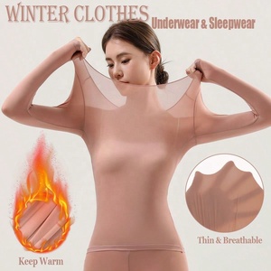 Intimo Termico da <span class=keywords><strong>Donna</strong></span> Senza Cuciture, <span class=keywords><strong>Maglia</strong></span> a Maniche Lunghe, Alta Elasticità, Leggera e Calda, Strato Base per Autunno e Inverno - Product Image 3
