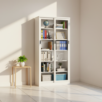 Archivador Metálico Modular Moderno con Cerradura, Puerta de Vidrio Reforzado Ajustable con Cerradura de Código, Ahorro de Espacio para Oficina Comercial o Hogar