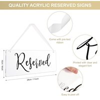 Enseignes réservées en acrylique pour chaises de mariage-Étiquettes suspendues avec ruban pour événements importants, bancs d'église et restaurants