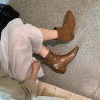 Bottines à bout pointu pour femmes, talon compensé caché, fermeture éclair arrière, bottes de style western multicolores