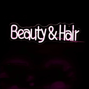Enseigne lumineuse pour salon de beauté personnalisée Enseigne néon en lettres roses à intensité variable pour salon de coiffure - Product Image 1