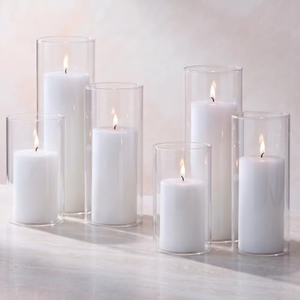 Set of 5 Pillar White Glass Led Candle for Home Decoration - Product Image 1