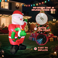 Père Noël gonflable de 8 pieds avec couronne et lumière LED, décoration de Noël gonflable pour jardin, pelouse, extérieur, maison, fête, spectacle festif