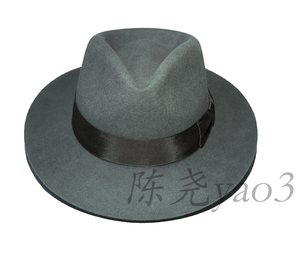 หมวกทรงสูง R105 คลาสสิค ทำจากผ้าขนสัตว์ 100% ปีกกว้าง ทรงเฟโดรา แฟชั่นสำหรับผู้ชาย หมวกแจ๊ส สำหรับงานปาร์ตี้ ทุกฤดู - Product Image 4