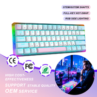 Hot Selling 60% Transparent LED Mini Mechanical Gaming Keyboard Custom Made 61 Keys Standard