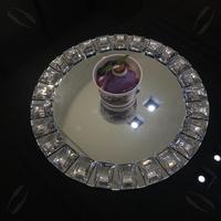 Assiette ronde de luxe en argent avec bordure en verre pour banquet, décoration de mariage, assiettes pour chargeur