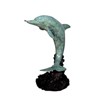 Offre Spéciale jardin cour métal animal fontaine d'eau caractéristique bronze dauphin famille fontaine sculpture