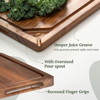 GHP Hot FSC LFGB houten snijplank met standaard, natuurlijk acaciahout, snijplanken voor de keuken, kerstcadeau