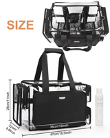 Trousse de Maquillage Portable Transparente en PVC de Capacité Moyenne, Multifonctionnelle et Ajustable pour le Rangement