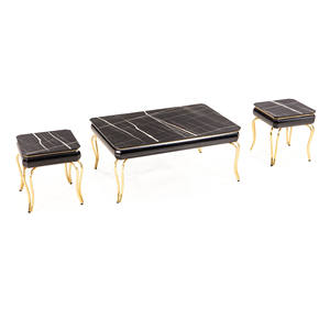 Mesa de Centro Moderna de Imitación Mármol con Patas de Metal Doradas, Muebles para Sala de Estar - Product Image 6