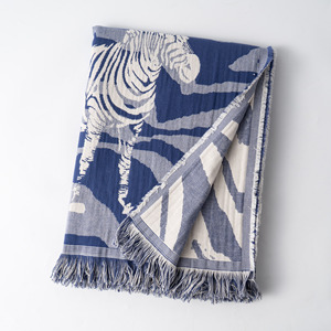 Manta de tela jacquard suave y transpirable con patrón animal y borlas, ideal para sala de estar y <span class=keywords><strong>camping</strong></span> al aire libre, suministro a granel. - Product Image 6
