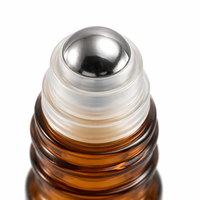 Vente en gros de flacons à bille en verre ambré de 10 ml avec bouchon doré, anti-fuite, bille en acier inoxydable, flacon à bille pour huile essentielle et parfum
