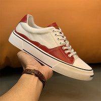 Baskets décontractées pour hommes en cuir de vache véritable, à lacets, color-block, bout rond, vente directe usine, produits en dropshipping