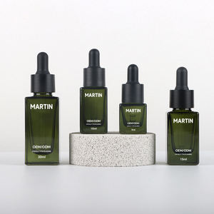 <span class=keywords><strong>5ml</strong></span> 10ml 15ml 30ml estilo simples quadrado forma verde vidro óleo essencial conta-gotas garrafas com anel preto e cabeça de borracha preta - Product Image 2