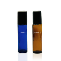 Botol kaca kecil 5ml 10ml dengan kepala rol, botol kaca bola mata rol hitam untuk esensial