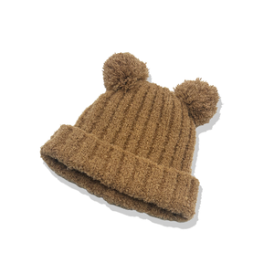 2025 nueva moda doble Pom invierno cálido gorros de ganchillo para niños gorras sombrero al aire libre - Product Image 4