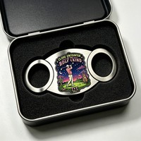 Cutter à cigares personnalisé de calibre 62, à ressort en V, avec lame brute et marqueur de balle de golf intégré au briquet