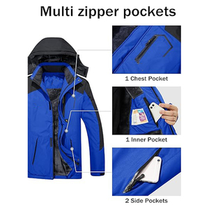 Jaket musim dingin tahan angin pria, jaket bertudung penahan angin dengan ritsleting luar ruangan, mantel untuk mendaki gunung - Product Image 4