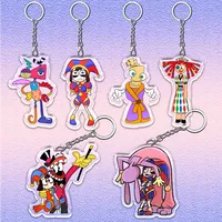 Porte-clés en acrylique 12 cm The Amazing Digital Circus, motif double face Pomni Jax Gangle, cadeau amusant pour enfants pour les fêtes