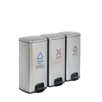 Poubelle à pédale en acier inoxydable avec couvercle, écologique, résistante à l'eau, pour usage intérieur/extérieur, séparation sec-humide, pour bureau et centre commercial